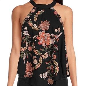 New Free People Emily Floral Print Handkerchief Sleeveless Halter Neck Top XS&S